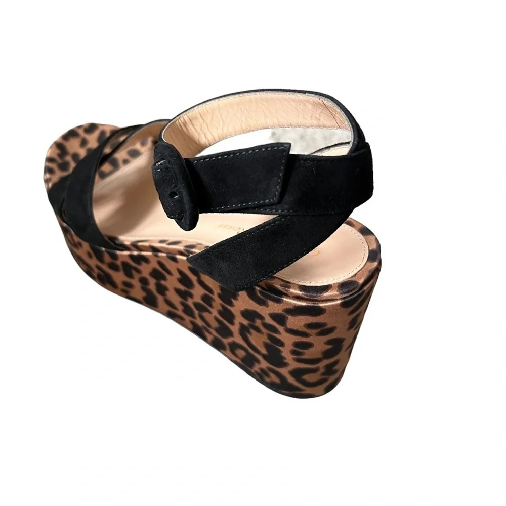 Gianvito Rossi Leopard Print Wedge Sandals Size IT 37/US 7